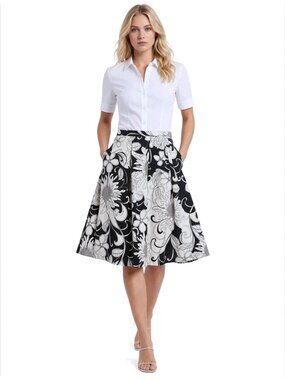 Trina Turk Millan Skirt Rayon Blend Floral Tulle Crinoline & Lace Slip Pockets
